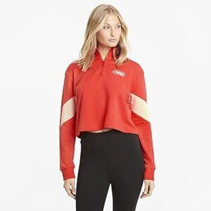 PUMA Cropped Rebel Half-Zip Crew Sweatshirt